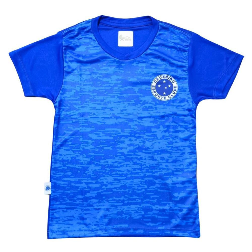 Camiseta Cruzeiro Infantil Rajada Azul Oficial Tam 4