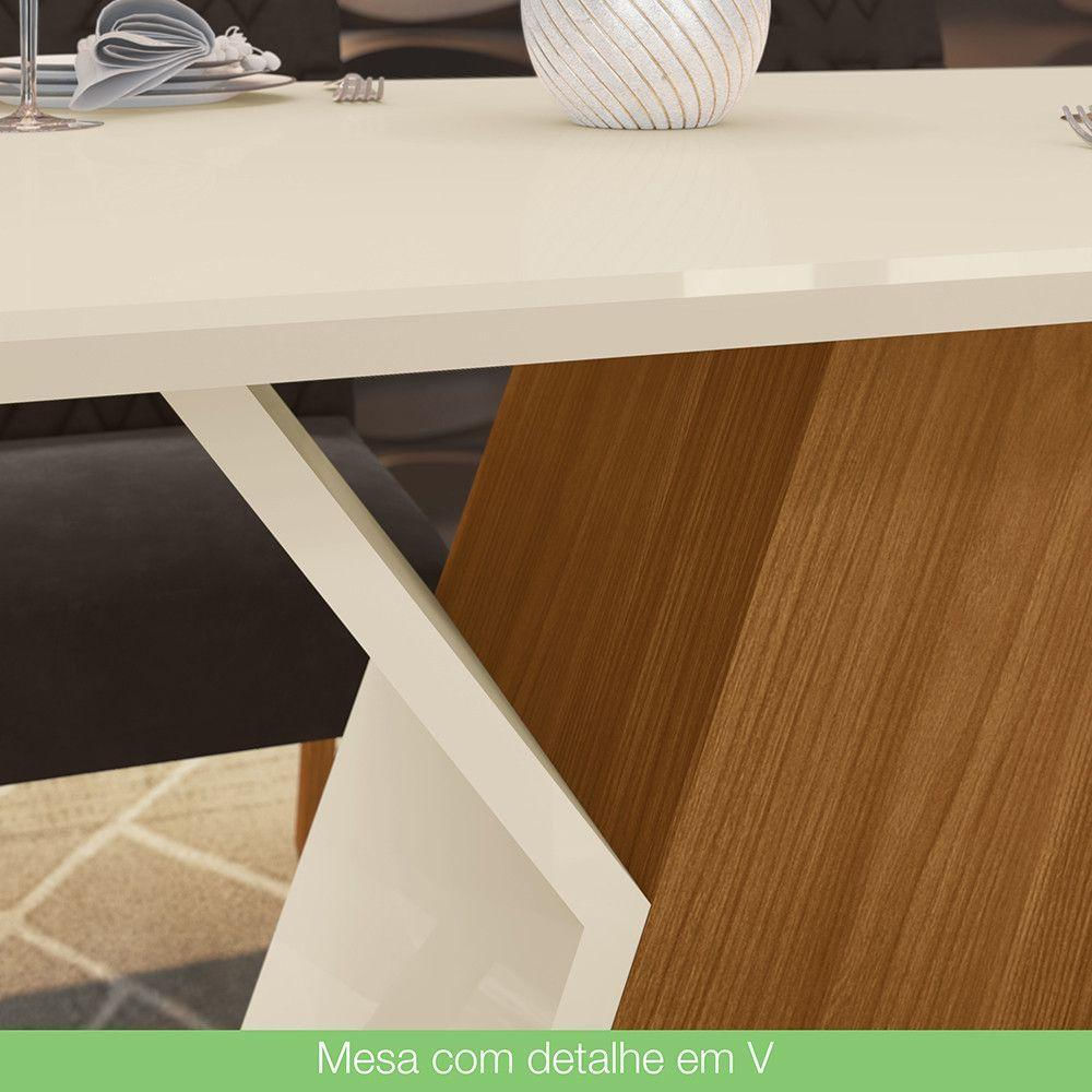 Conjunto Sala De Jantar Mesa 160 Cm Tampo Mdf 6 Cadeiras Nature Com Off White E Marrom Expresso