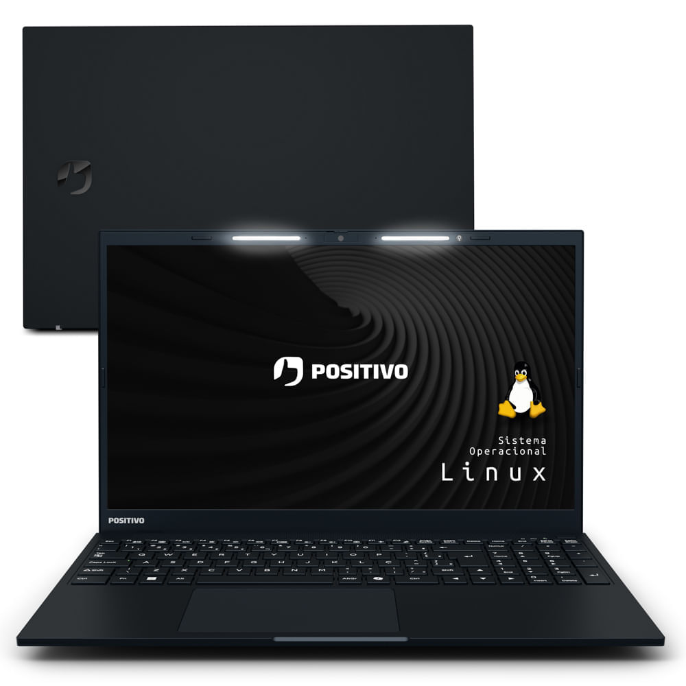 Notebook Positivo Vision R15 AMD® Ryzen 7-5700U Linux 32GB RAM 512GB SSD  IPS Full HD 15.6” Lumina Bar - Preto