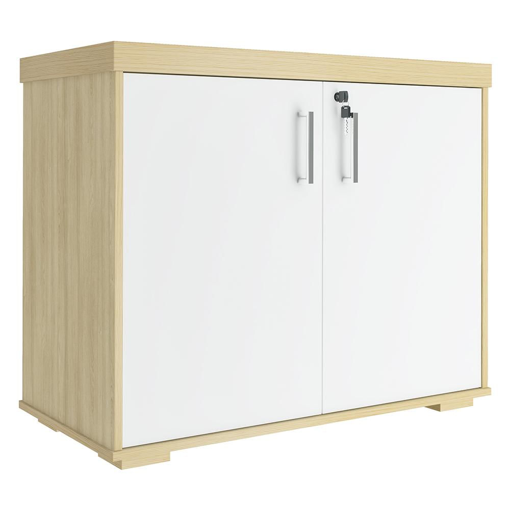 Balcão para Escritório 90cm 2 Portas Corp A06 Carvalho/Branco - Mpozenato