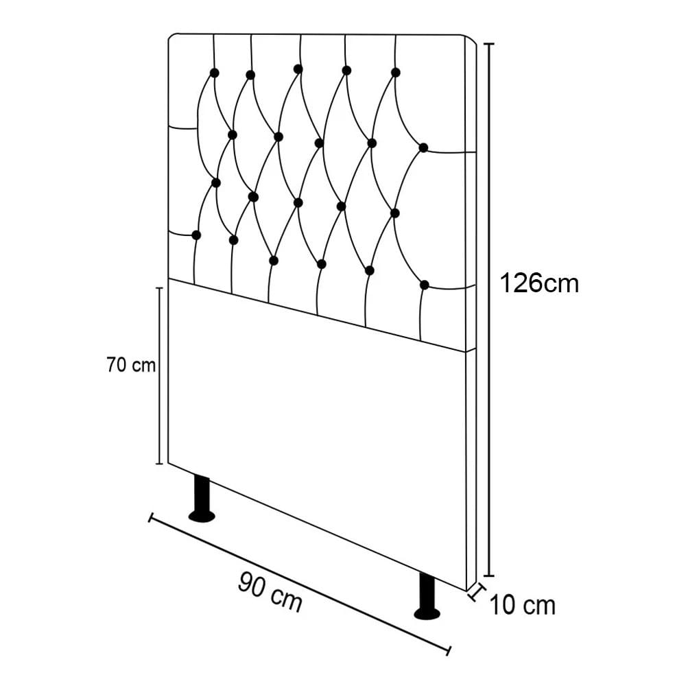 Cabeceira Cama Box Solteiro 90cm Diamante Veludo J02 Preto - Mpozenato