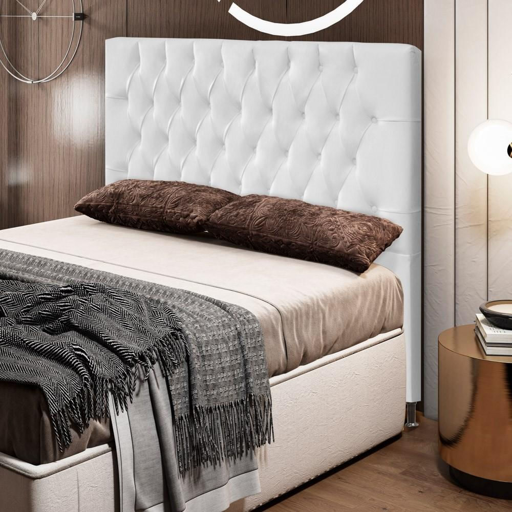 Cabeceira Cama Box Casal 160cm Diamante Sintético J02 Branco - Mpozenato