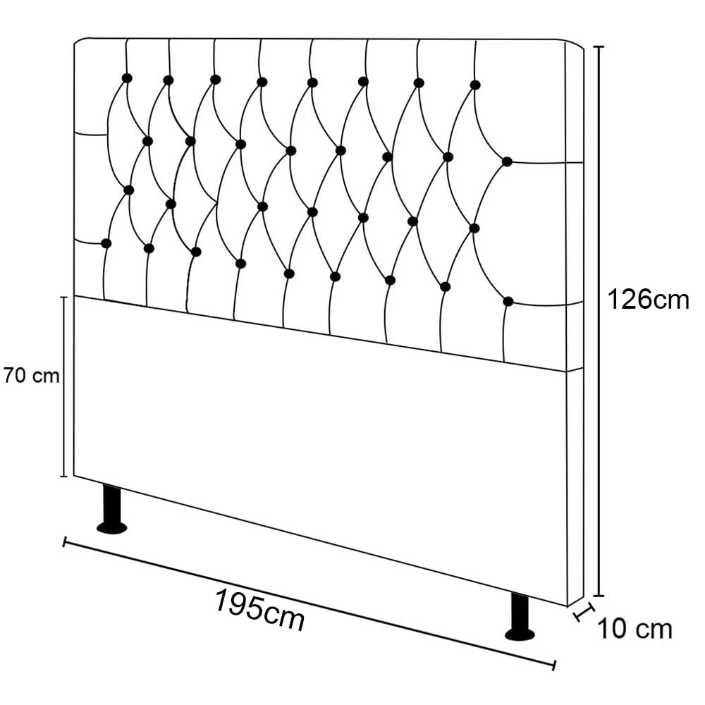 Cabeceira Cama Box King 195cm Diamante Sintético J02 Preto - Mpozenato