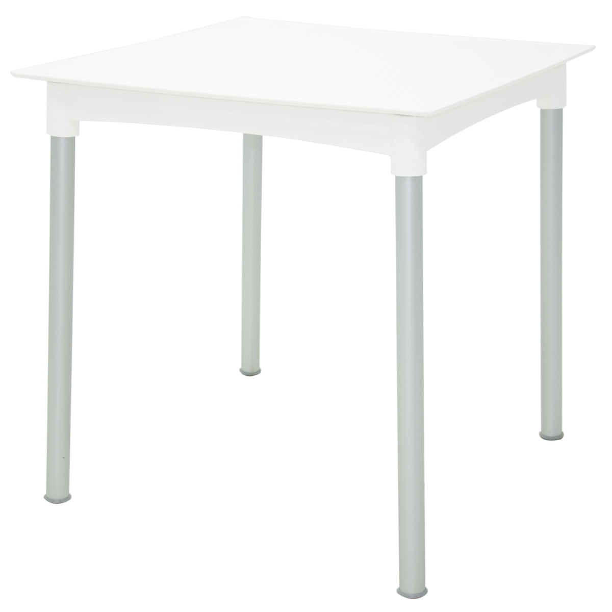 Mesa Tramontina Laura Rattan 70 cm em Polipropileno Branco com Pernas de Alumínio Anodizado