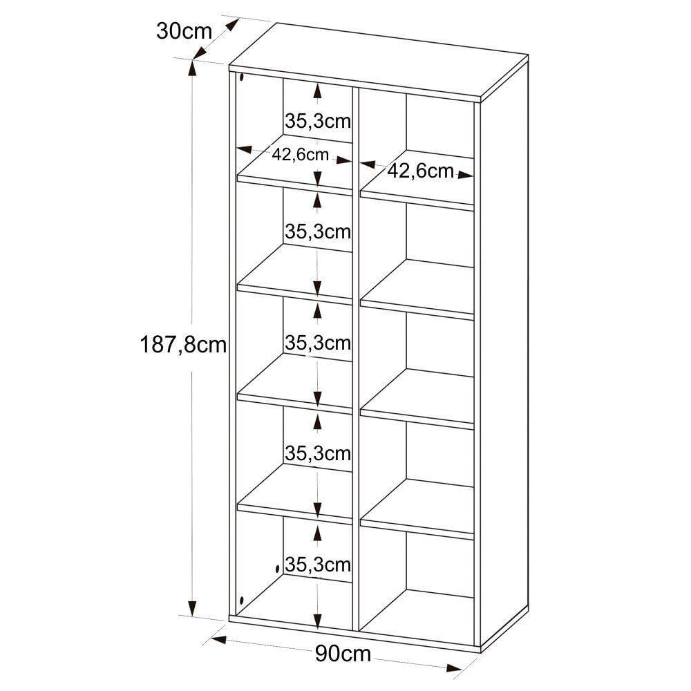 Estante Livreiro Clean 90x187,8cm 8 Prateleiras Artany Preto