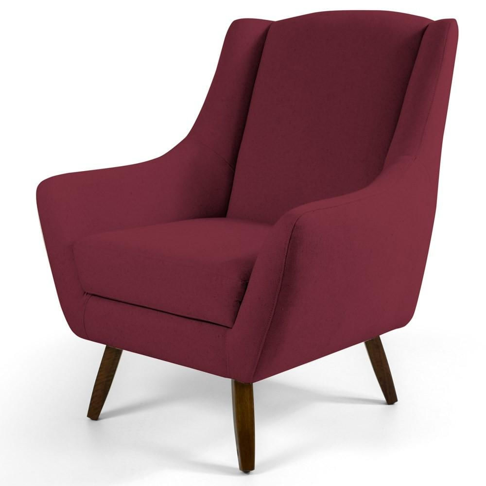 Poltrona Decorativa Pés Palito Madeira Juliet Veludo C-278 Marsala - Domi