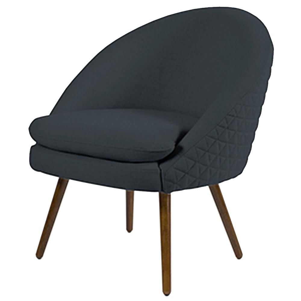 Poltrona Decorativa Pés Palito Rafa D-465 Linho Tressê Chumbo - Domi
