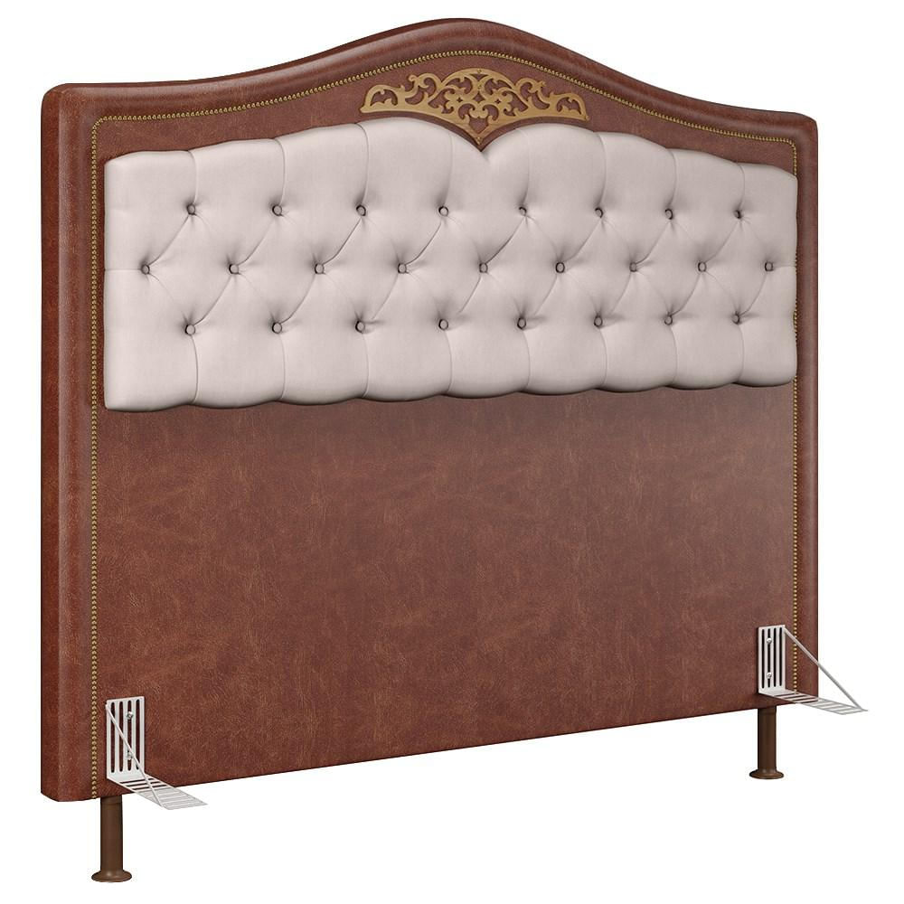 Cabeceira Cama Box Casal Queen 160cm com Tachas Imperial J02 Facto Marrom/Bege - Mpozenato