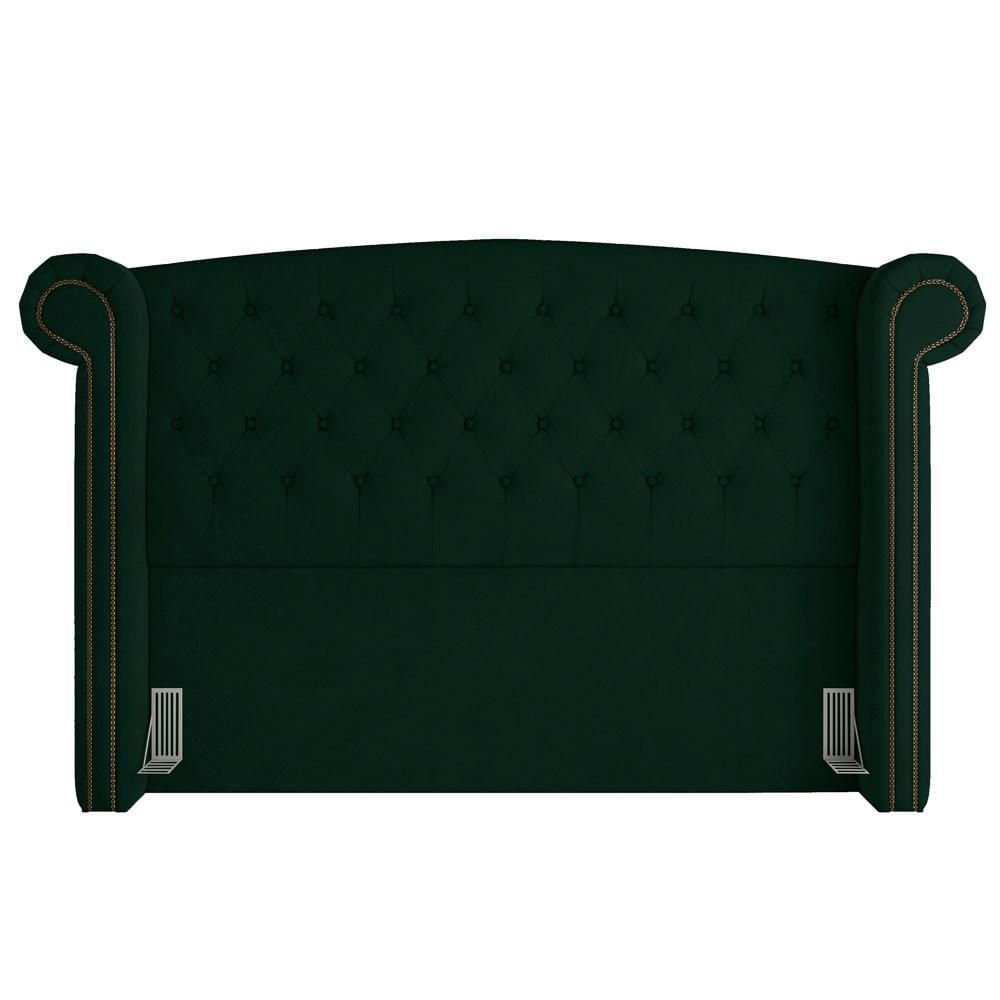 Cabeceira Cama Box Casal 140cm Provença P02 Veludo Verde Musgo - Mpozenato