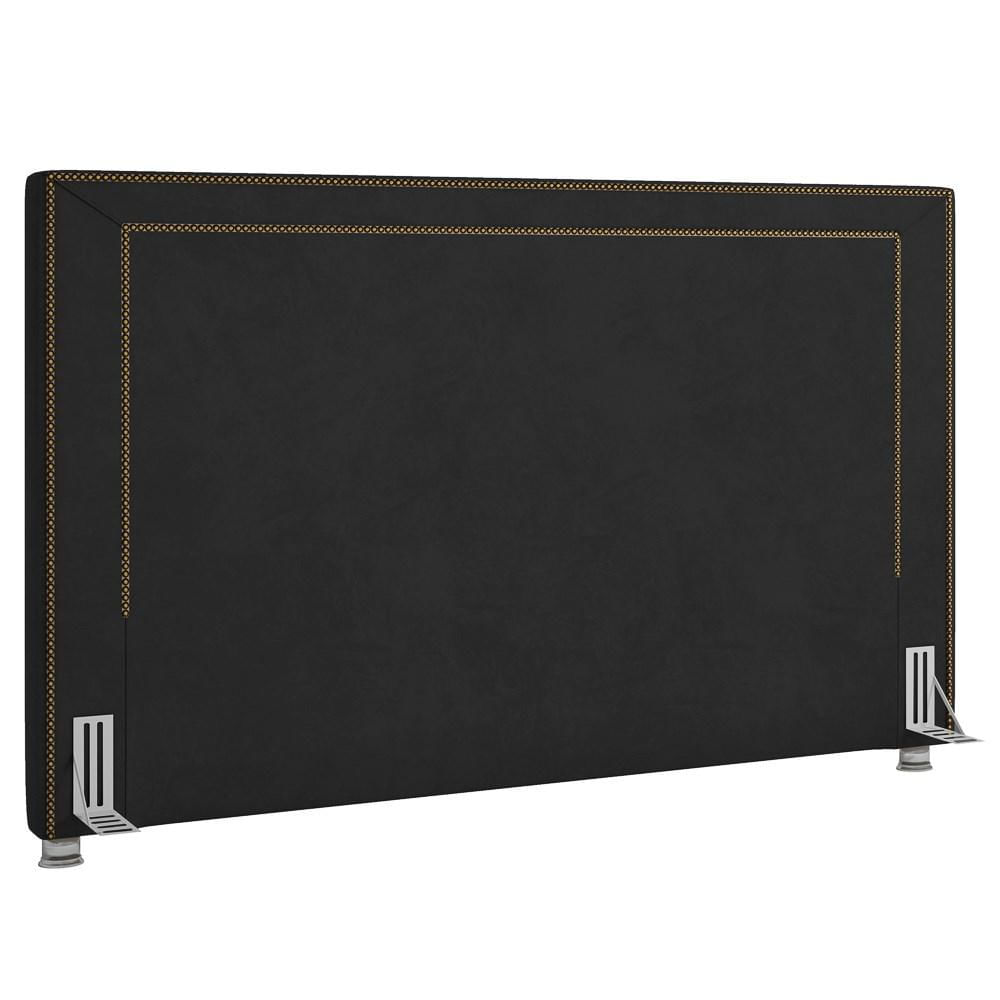 Cabeceira Cama Box Casal 140cm Mali P02 Veludo Preto - Mpozenato