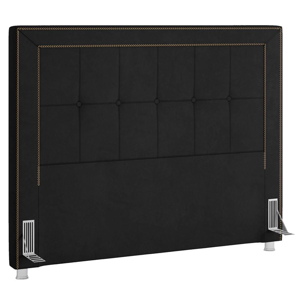 Cabeceira Cama Box Casal King 195cm Paolla P02 Veludo Preto - Mpozenato