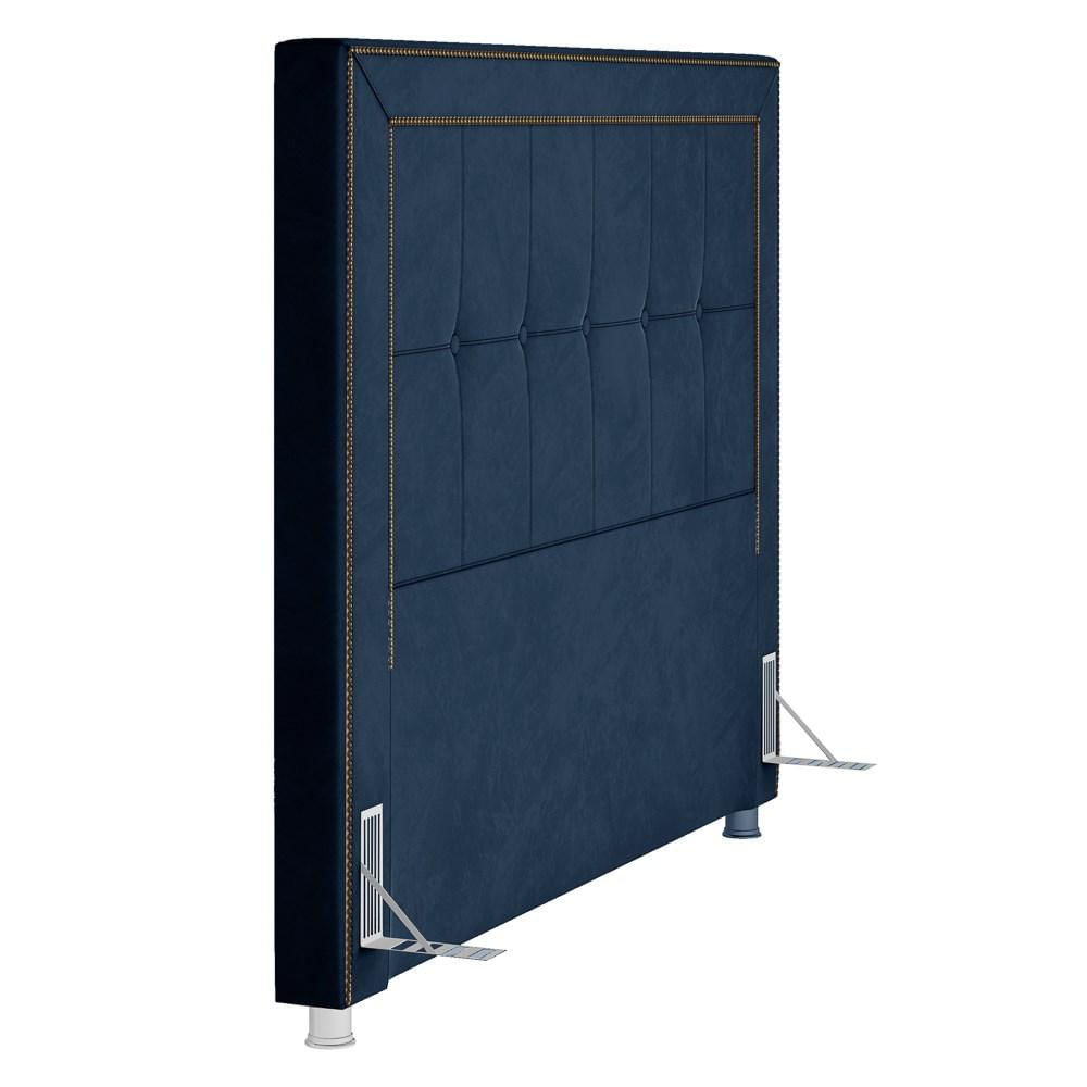 Cabeceira Cama Box Casal King 195cm Paolla P02 Veludo Azul Marinho - Mpozenato