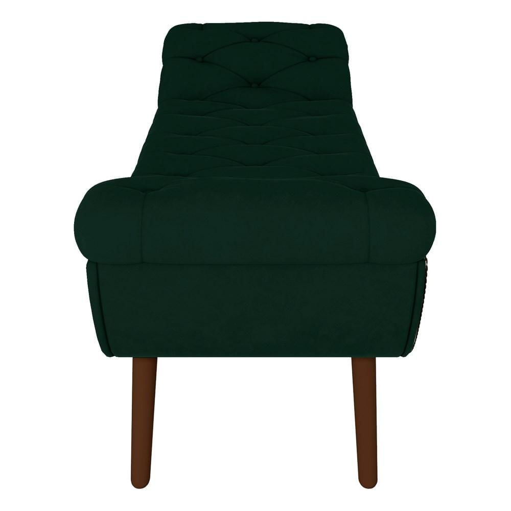 Puff Recamier Calçadeira 160cm Pés Palito Madeira Vêneto P02 Veludo Verde Musgo - Mpozenato