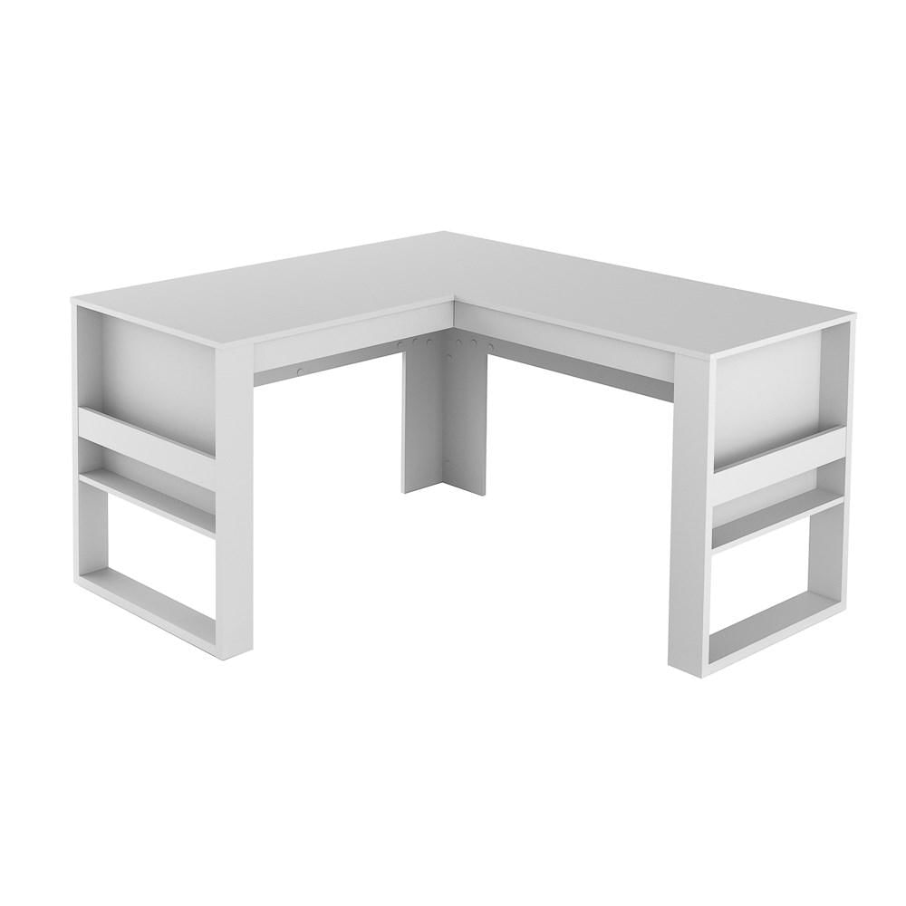 Mesa Para Escritório em L ME4145 Branco/Branco - Tecno Mobili