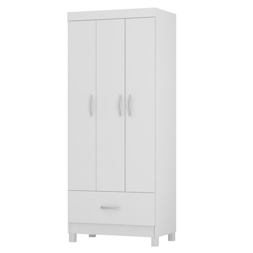 Guarda Roupa 3 Portas 1 Gaveta Prince D02 Branco - Mpozenato