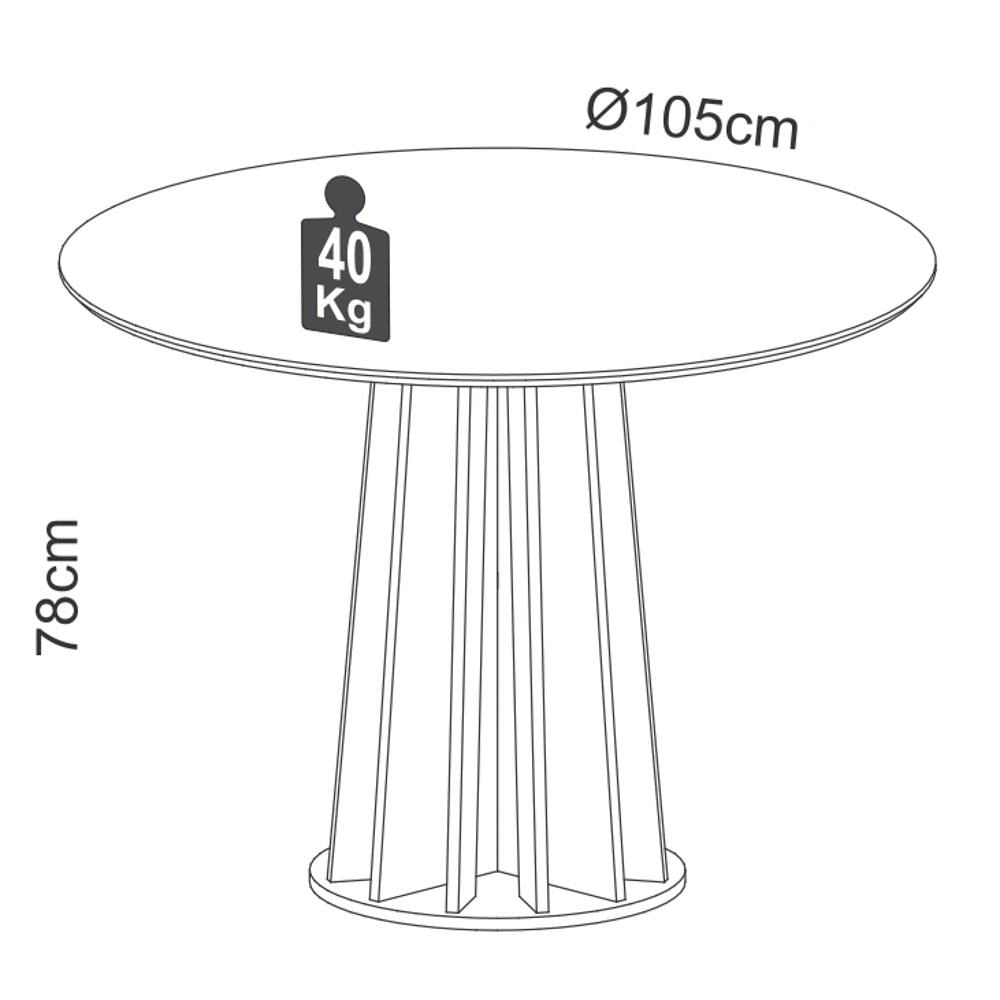 Mesa De Jantar Redonda 4 Lugares Thalia D01 Off White/Freijó - Mpozenato