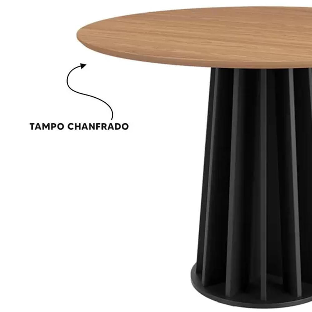 Mesa De Jantar Redonda 4 Lugares Thalia D01 Freijó/Preto Fosco - Mpozenato