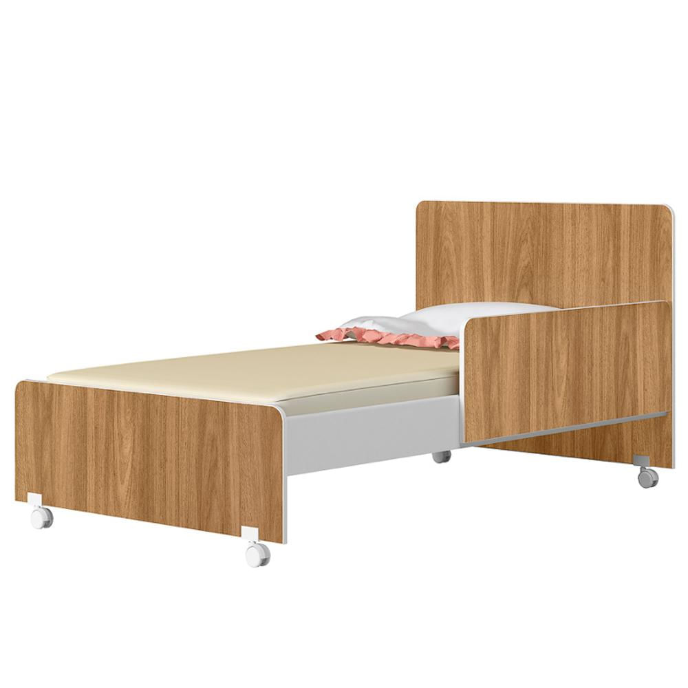 Berço Americano Mini Cama Com Rodízios Charme P14 Nature/Branco - Mpozenato