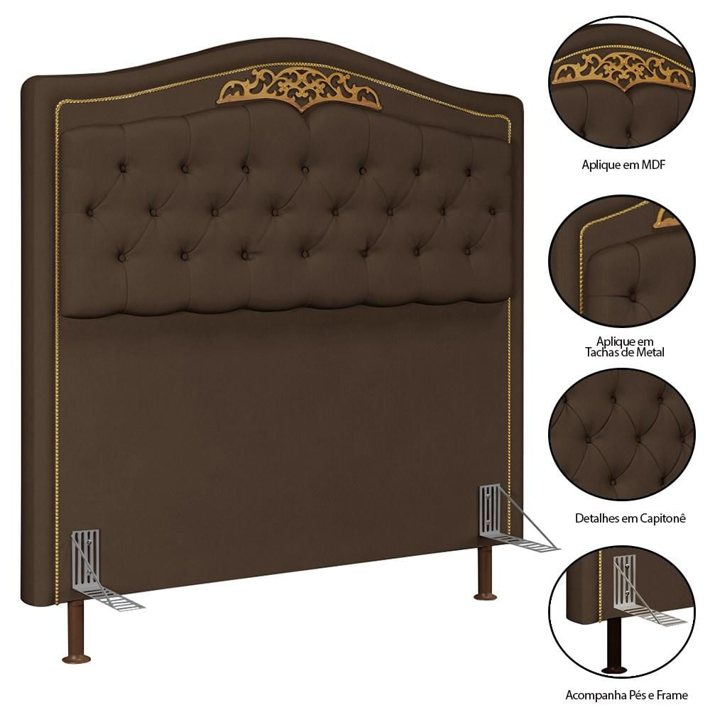 Cabeceira Cama Box Casal 140cm Com Calçadeira Baú Imperial Veludo J02 Chocolate - Mpozenato