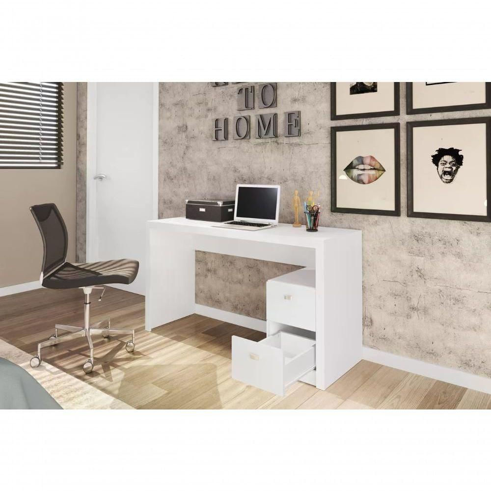 Mesa Para Computador / Escritorio 2 Gavetas Me4130 Branco