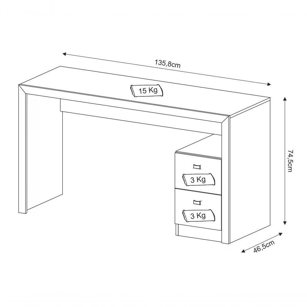 Mesa Para Computador / Escritorio 2 Gavetas Me4130 Branco