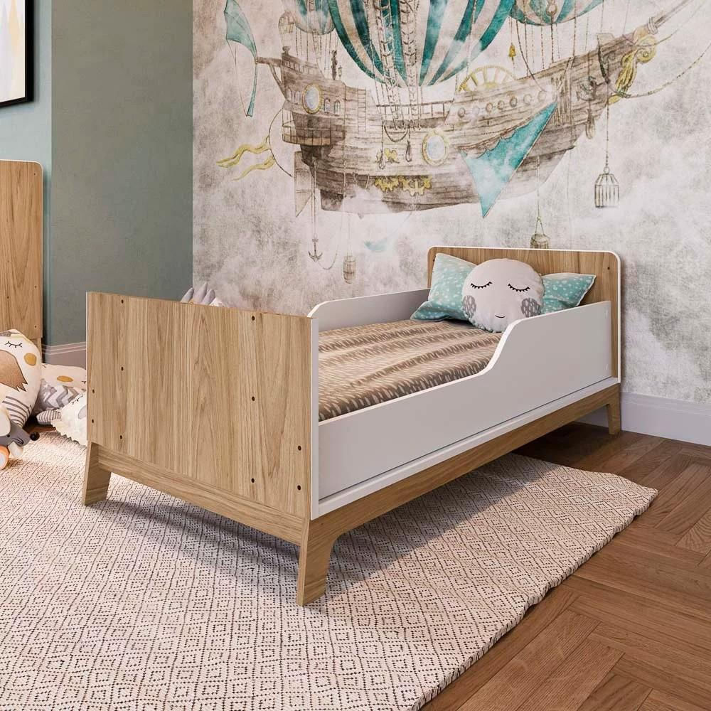 Quarto Infantil 4 Peças com Berço 3 em 1 Certificado Inmetro Favo de Mel 037 Itapuã/Branco - Completa Móveis