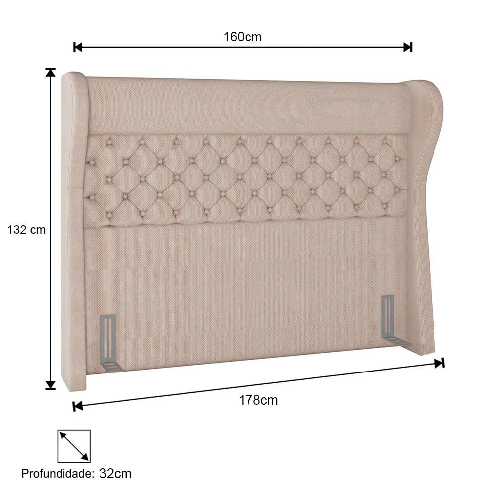 Cabeceira Cama Box Casal Queen 160cm Trinidad P02 Linho Bege Cru - Mpozenato