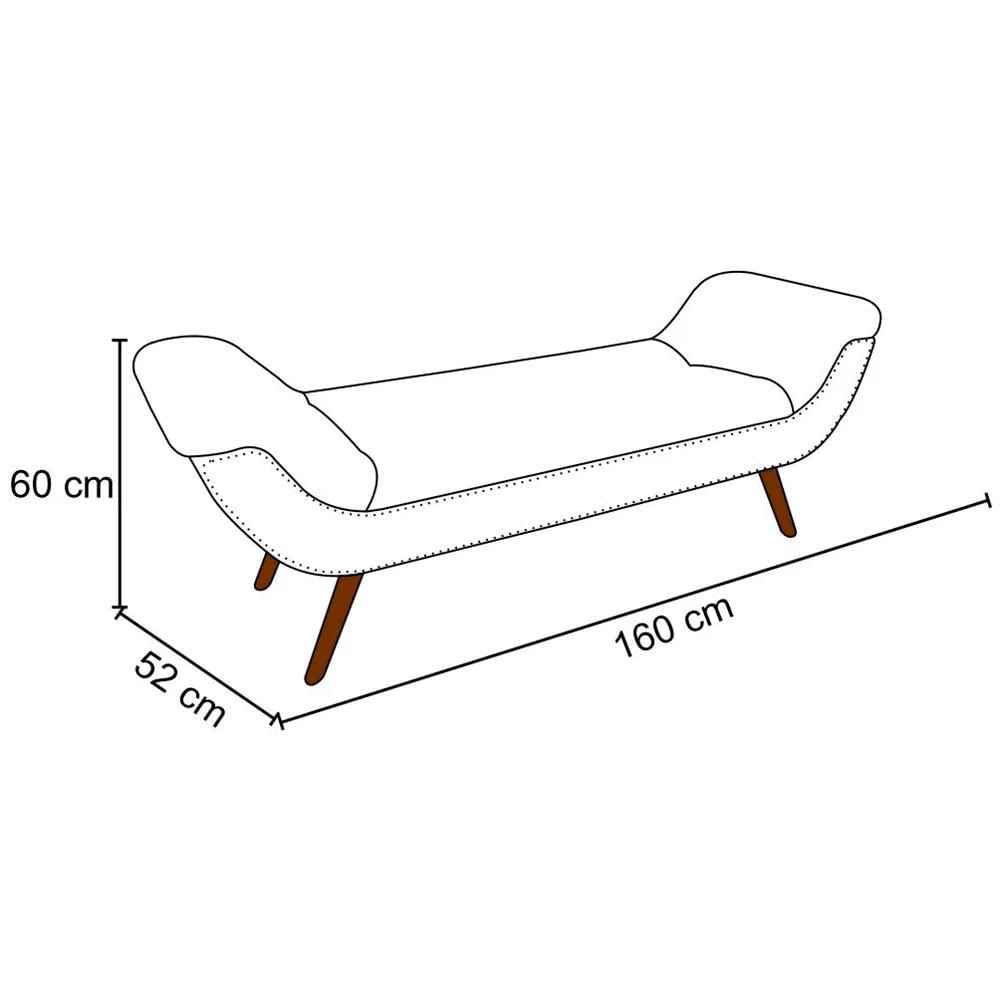 Puff Recamier 160cm Vêneto P02 Sintético Bege - Mpozenato