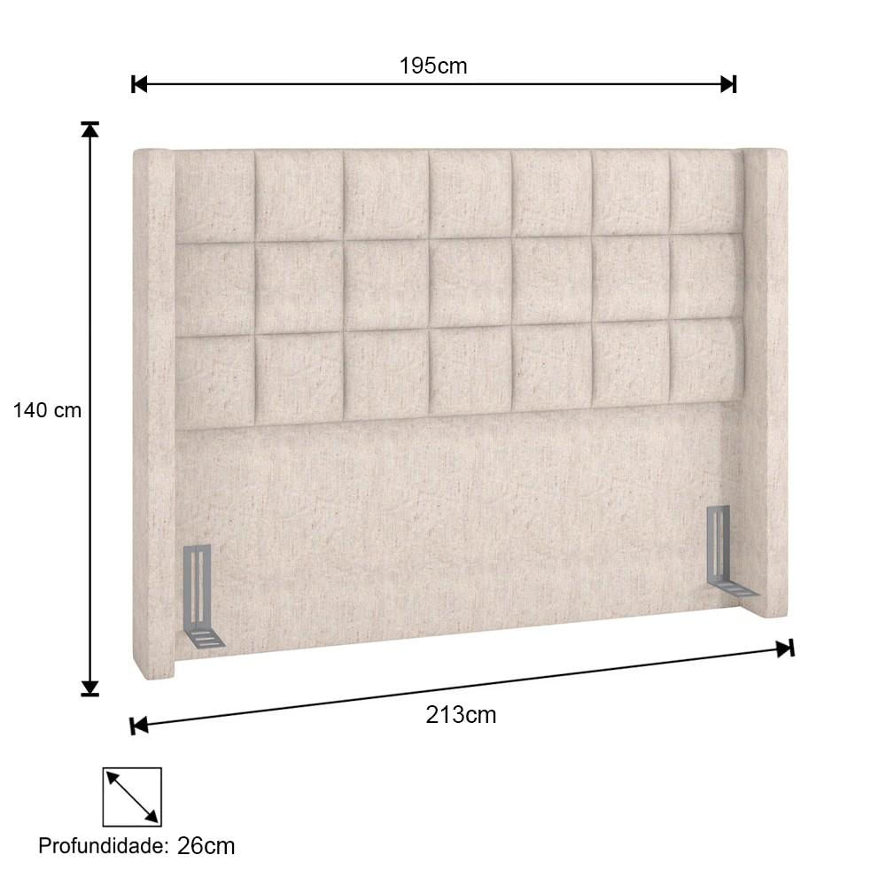 Cabeceira Cama Box Casal King 195cm Pisa P02 Linho Cru - Mpozenato