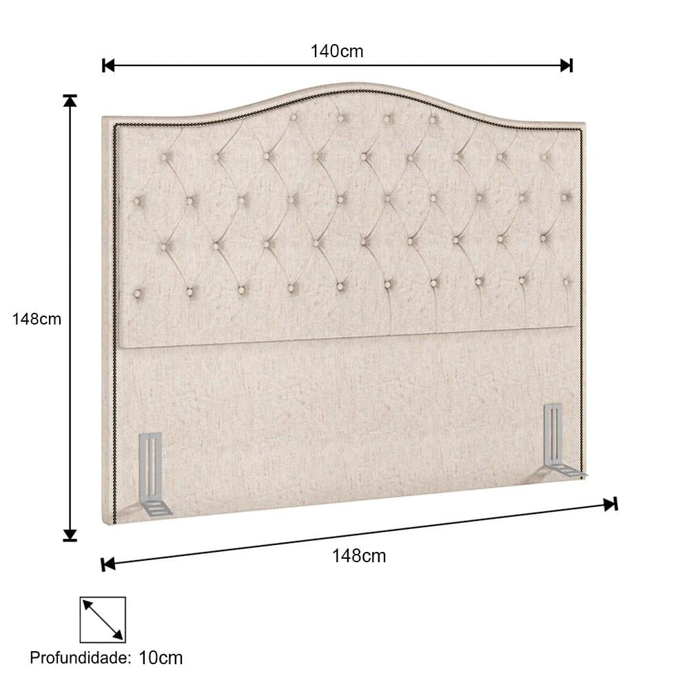 Cabeceira Cama Box Casal 140cm Siena P02 Linho Cru - Mpozenato