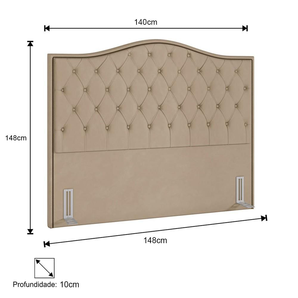 Cabeceira Cama Box Casal 140cm Siena P02 Veludo Bege - Mpozenato