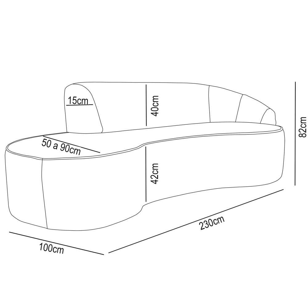 Sofá Living  3 Lugares 230cm Braço Direito Mozart D06 Bouclê Cinza - Mpozenato