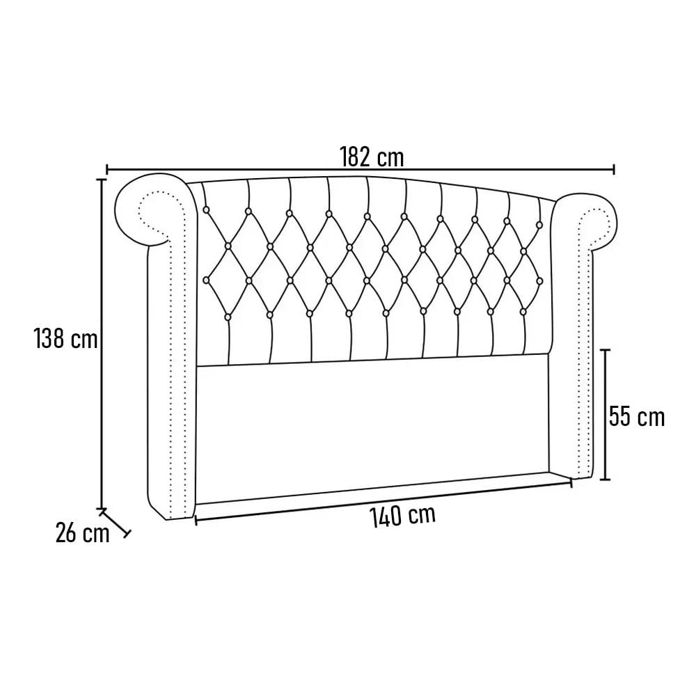 Cabeceira Cama Box Casal 140cm Provença P02 Sintético Marrom - Mpozenato