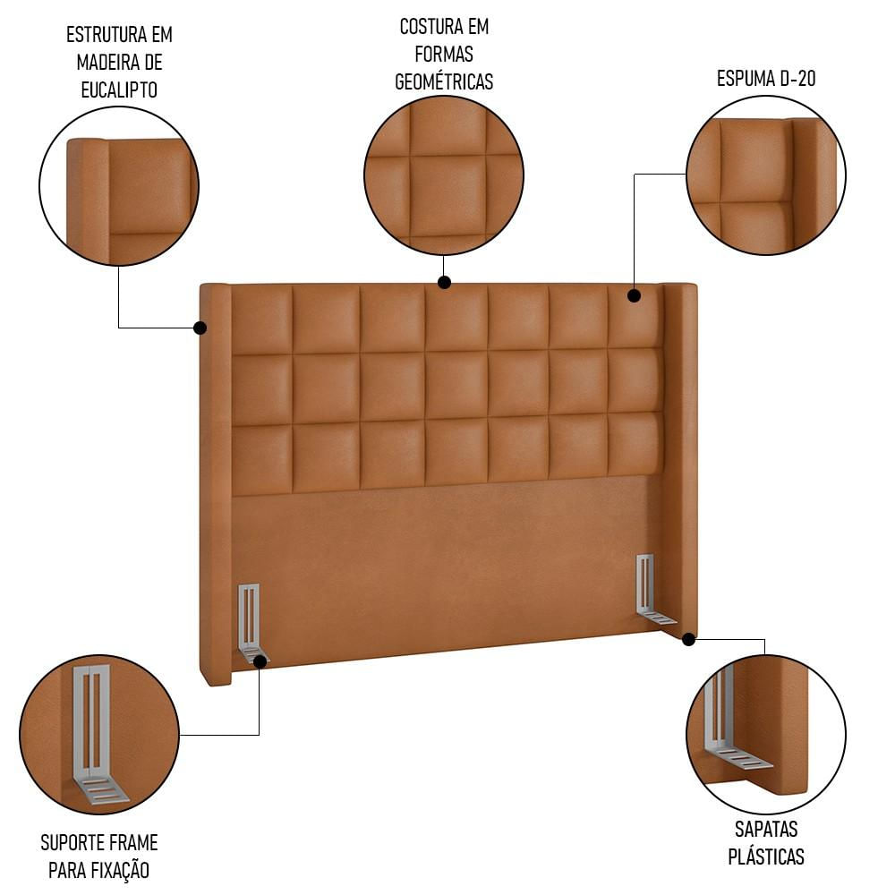 Cabeceira Cama Box King 195cm Pisa e Recamier Neville P02 Sintético Caramelo - Mpozenato