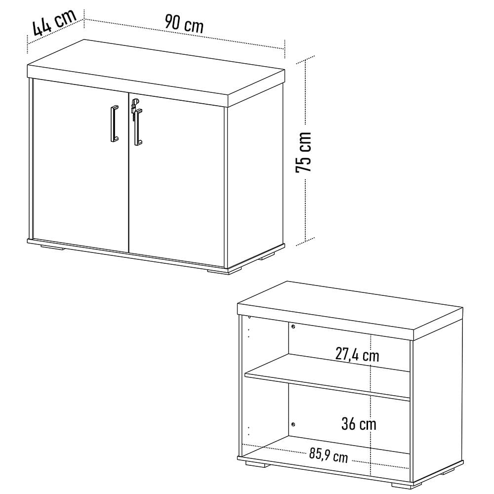 Balcão para Escritório 90cm 2 Portas Corp A06 Charuto/Preto - Mpozenato