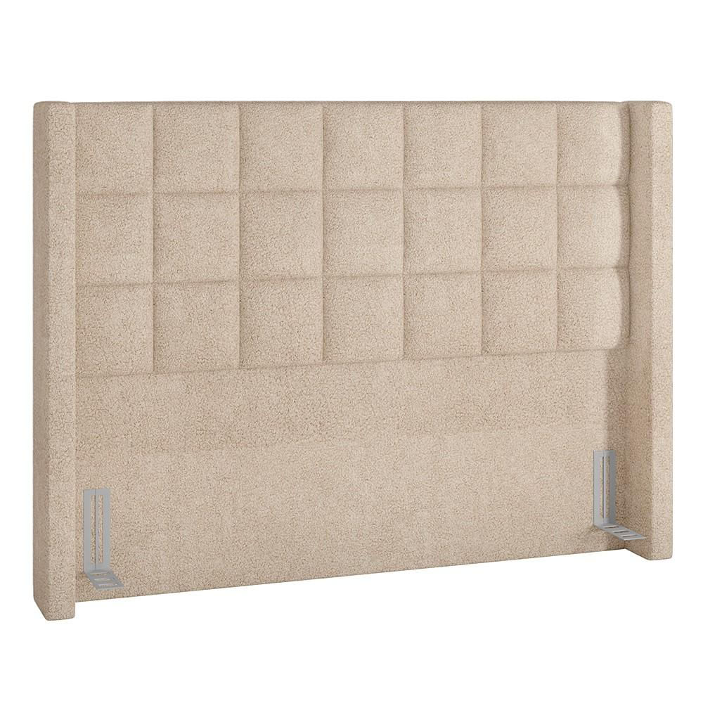 Cabeceira Cama Box Casal 140cm Pisa P02 Bouclé Bege - Mpozenato