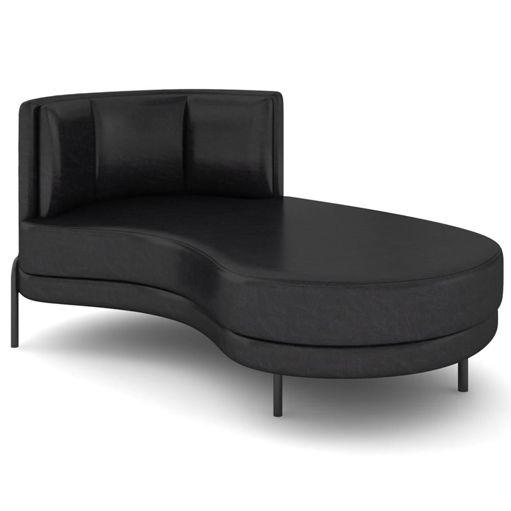 Chaise Longue Divã 164cm Braço Esquerdo Logus D06 Sintético Preto - Mpozenato