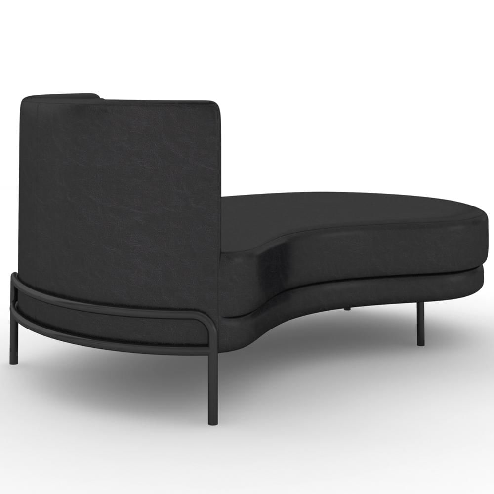 Chaise Longue Divã 164cm Braço Esquerdo Logus D06 Sintético Preto - Mpozenato