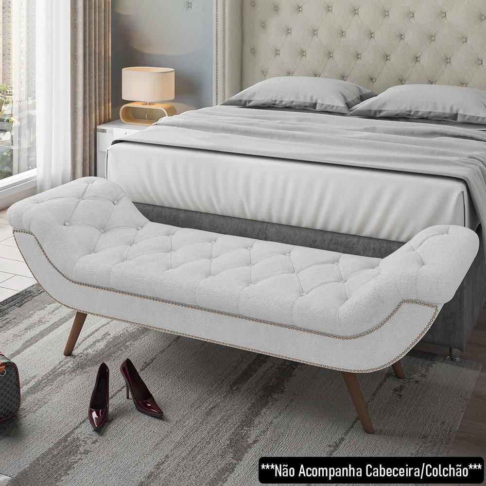 Cabeceira Cama Box Queen 160cm Provença e Recamier Veneto P02 Bouclé Branco - Mpozenato