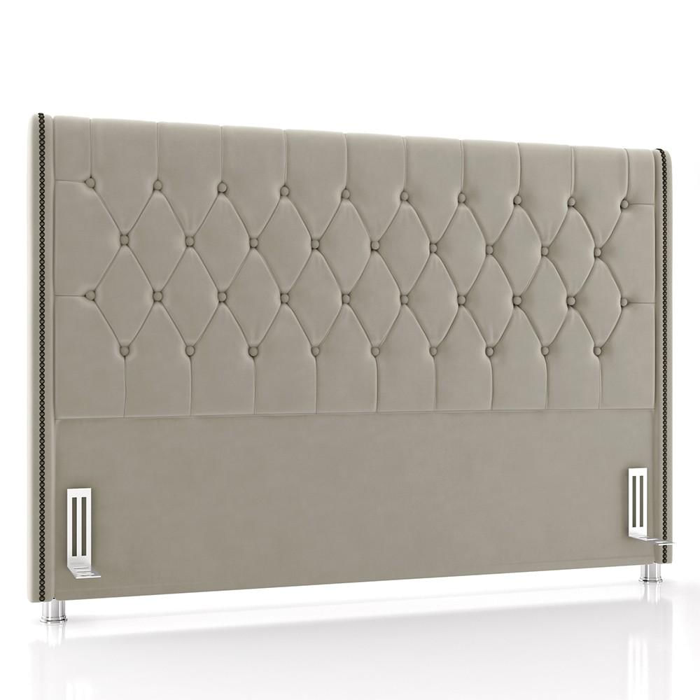 Cabeceira Cama Box Solteiro 90cm Florenza P02 Veludo Bege - Mpozenato