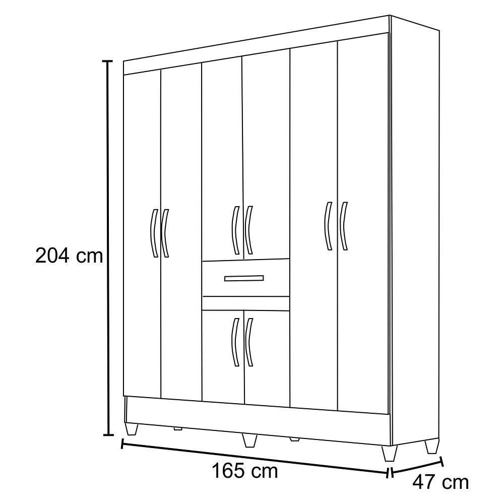 Guarda Roupa Casal 08 Portas e Espelho Castanho Wood Moval