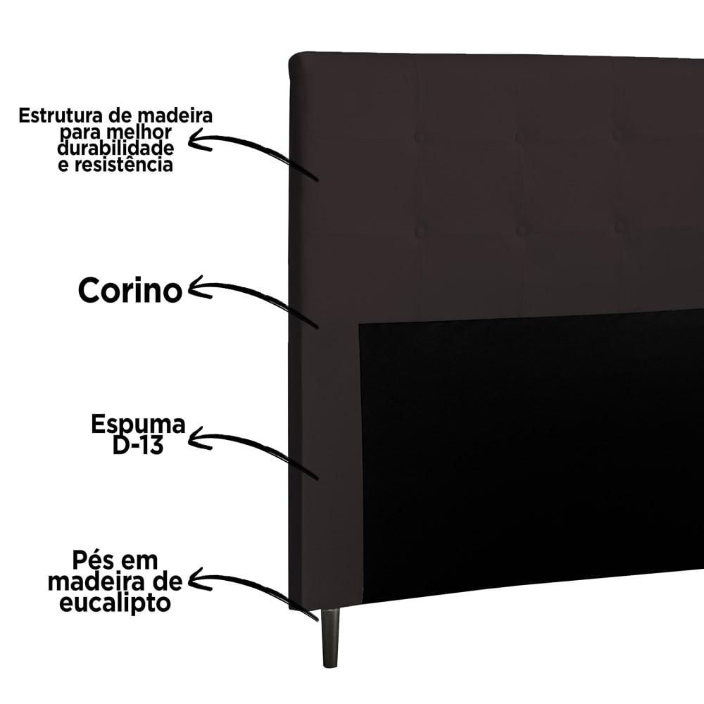 Cabeceira Cama Box Casal 140cm Luna I02 Sintético Marrom - Mpozenato