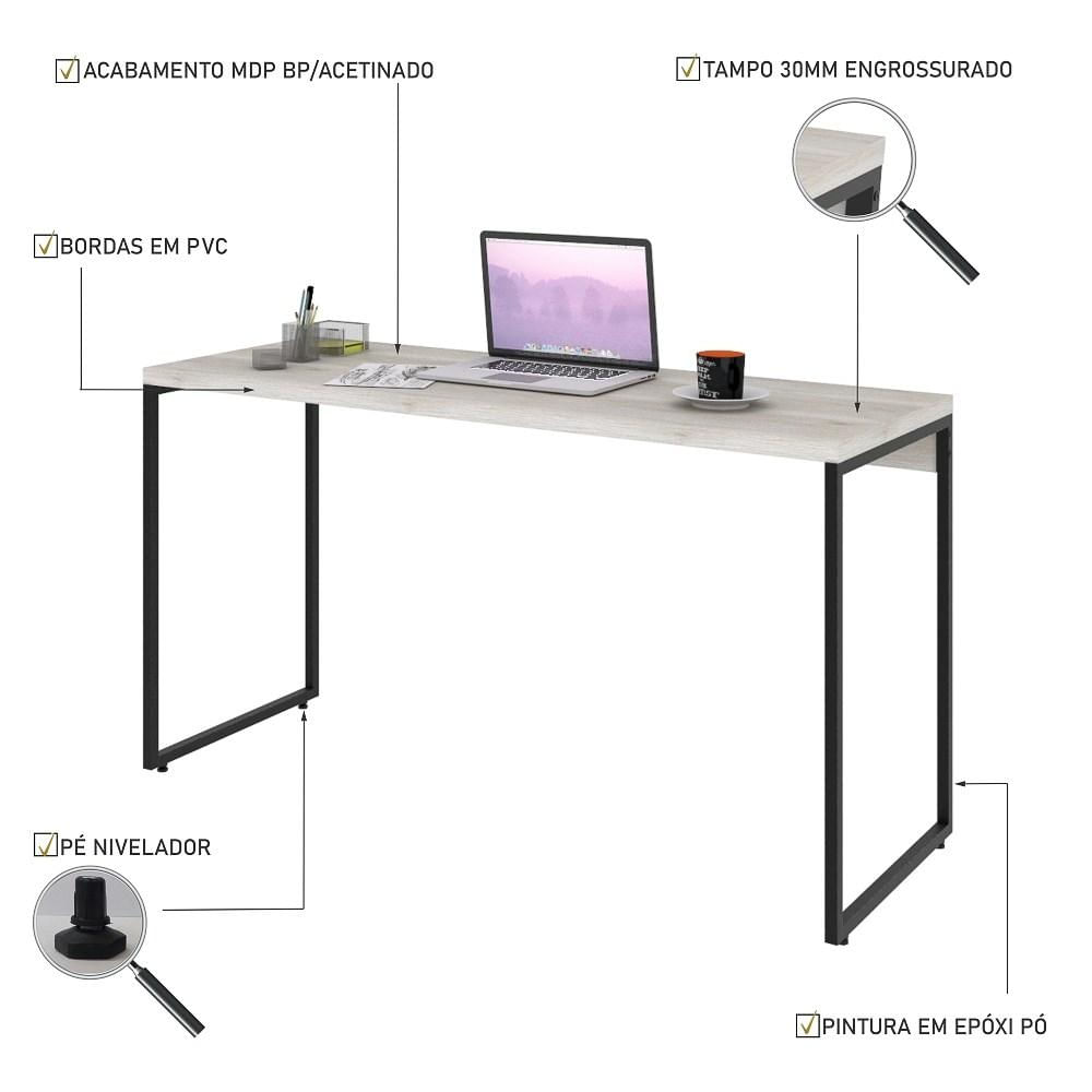 Mesa de Escritório Escrivaninha 135cm Dynamica Industrial C08 Snow - Mpozenato