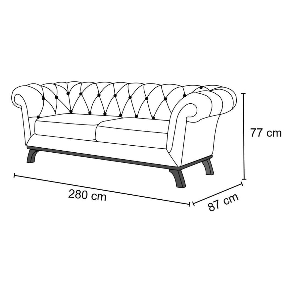 Sofá 280cm 4 Lugares Base Madeira Império C-292 Veludo Uva - Domi