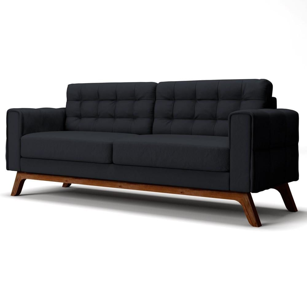 Sofá 280cm 4 Lugares Sandero C-300 Veludo Preto - Domi