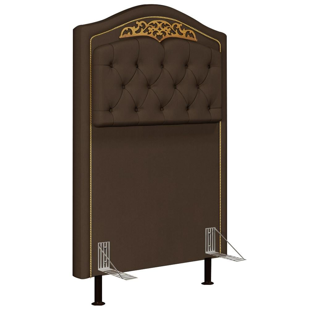 Cabeceira Cama Box Solteiro 90cm com Tachas Imperial Veludo J02 Chocolate - Mpozenato