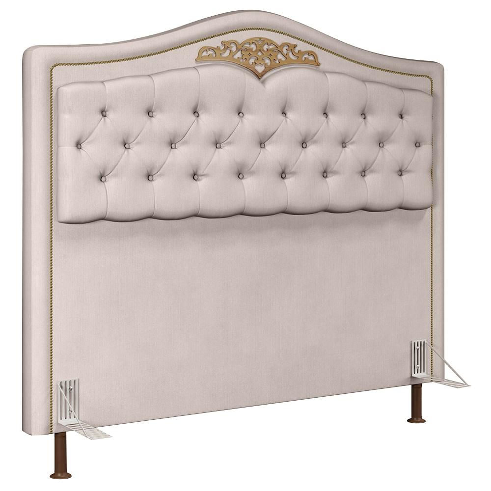 Cabeceira Cama Box Casal King 195cm com Tachas Imperial Veludo J02 Bege - Mpozenato