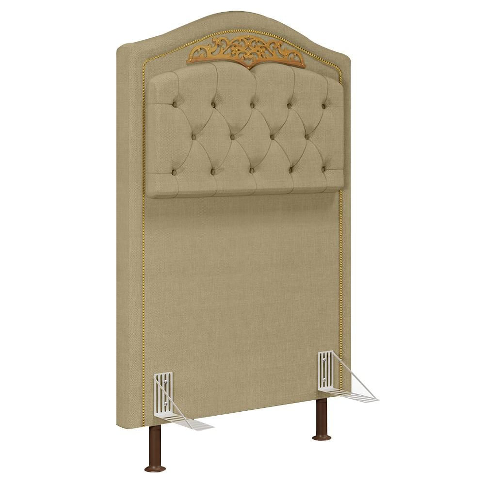 Cabeceira Cama Box Solteiro 90cm com Tachas Imperial J02 Linho Areia - Mpozenato