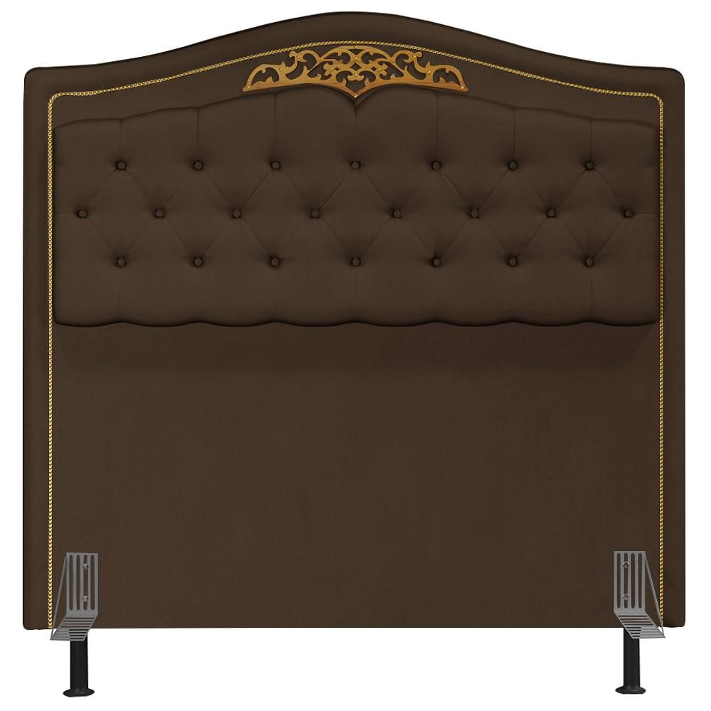 Cabeceira Cama Box Casal King 195cm com Tachas Imperial Veludo J02 Chocolate - Mpozenato