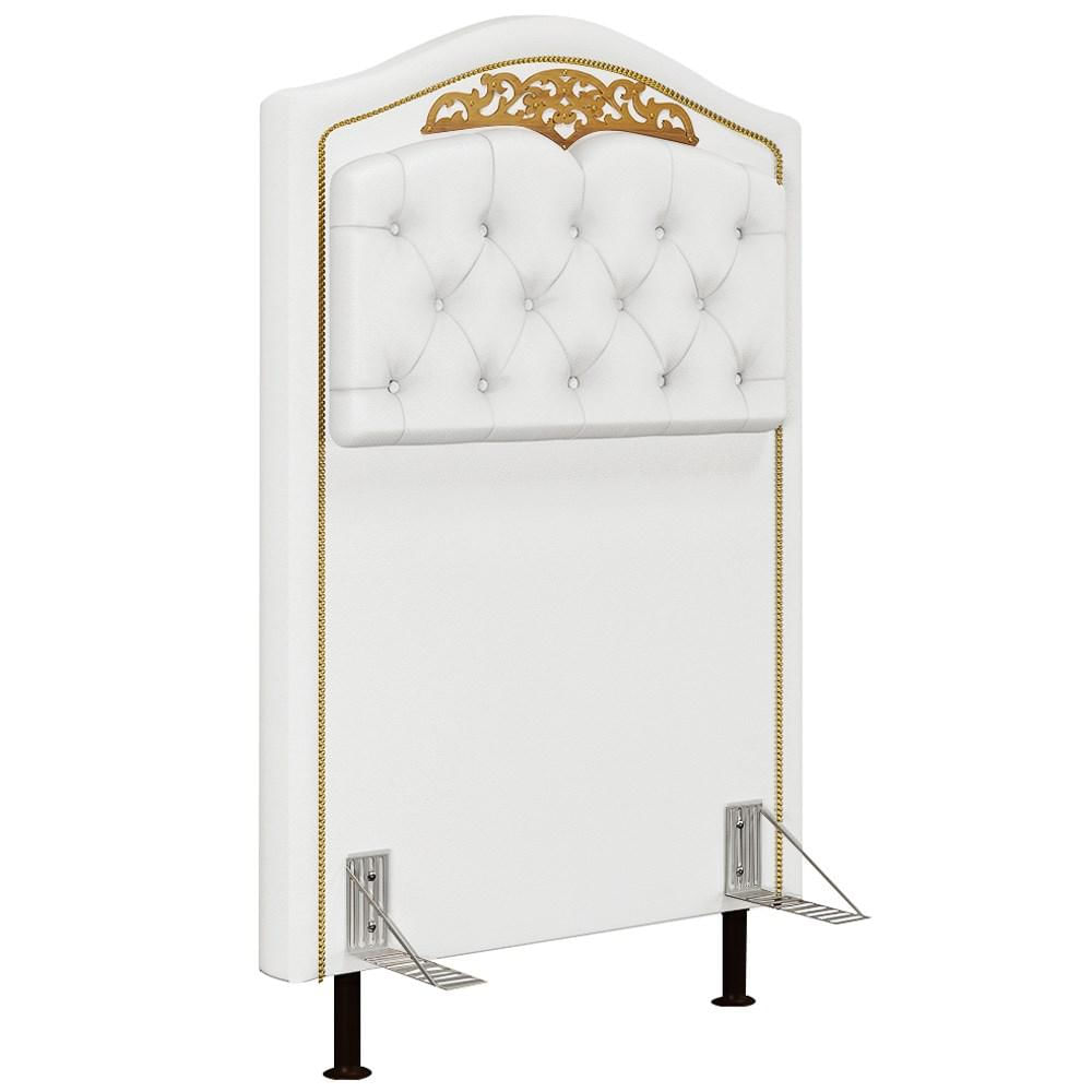 Cabeceira Cama Box Solteiro 90cm com Tachas Imperial J02 Sintético Branco - Mpozenato